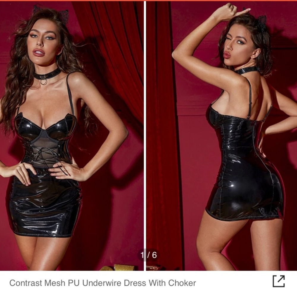 New never worn body con black dress with choker